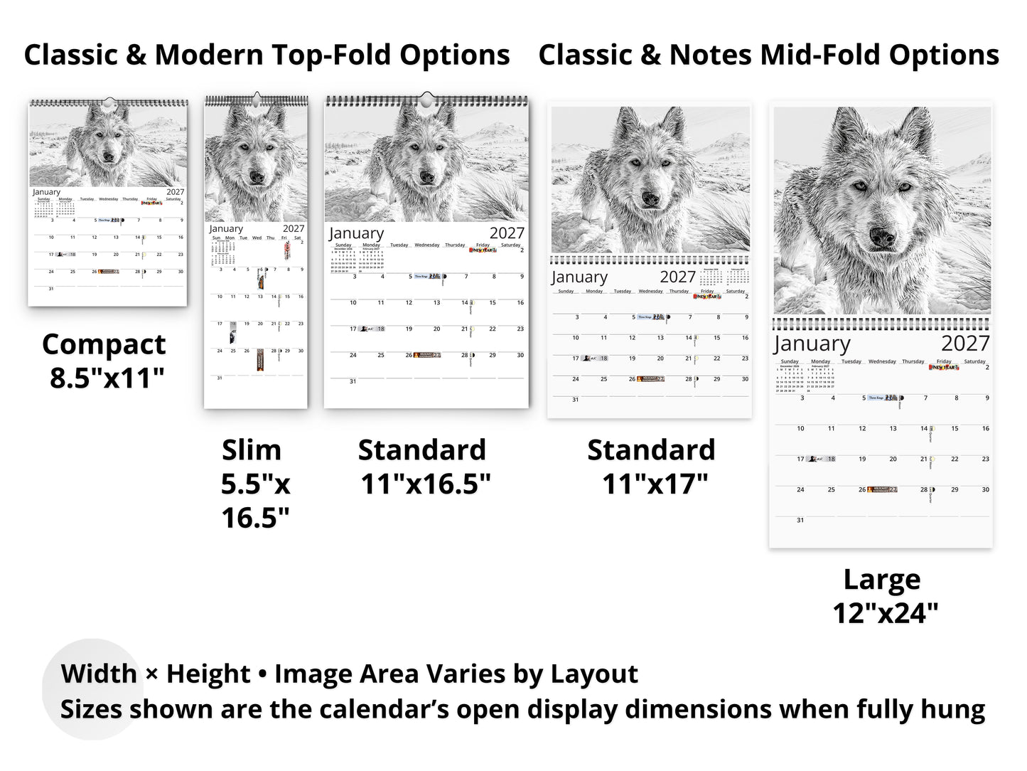 2027 Dog Lover Sketches Wall Calendar by Kaleidoscope Artisan – Faithful Companions with Holidays
