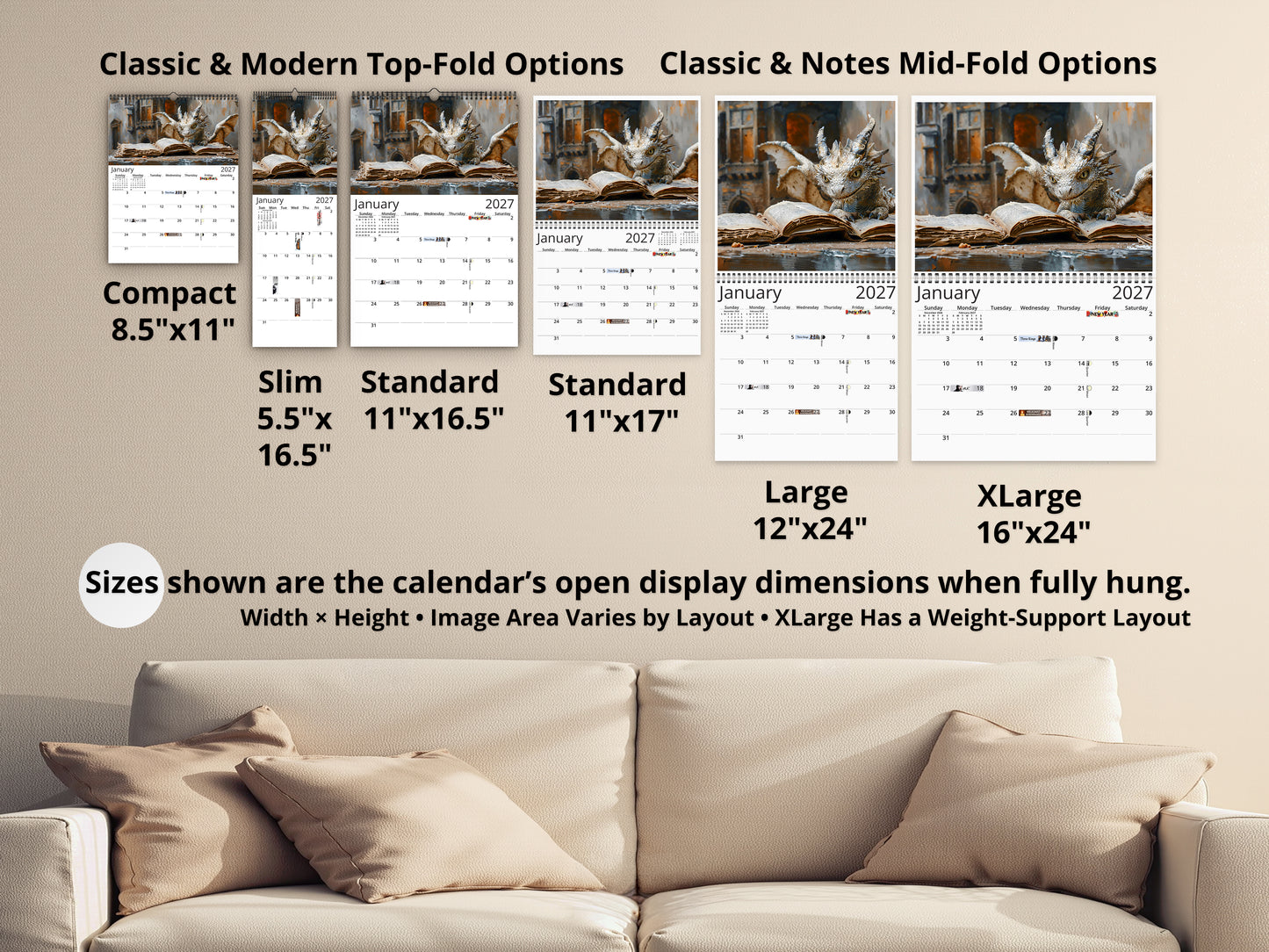 2027 Dragon Books Wall Calendar by Kaleidoscope Artisan – Magical Fantasy Journey with Holidays