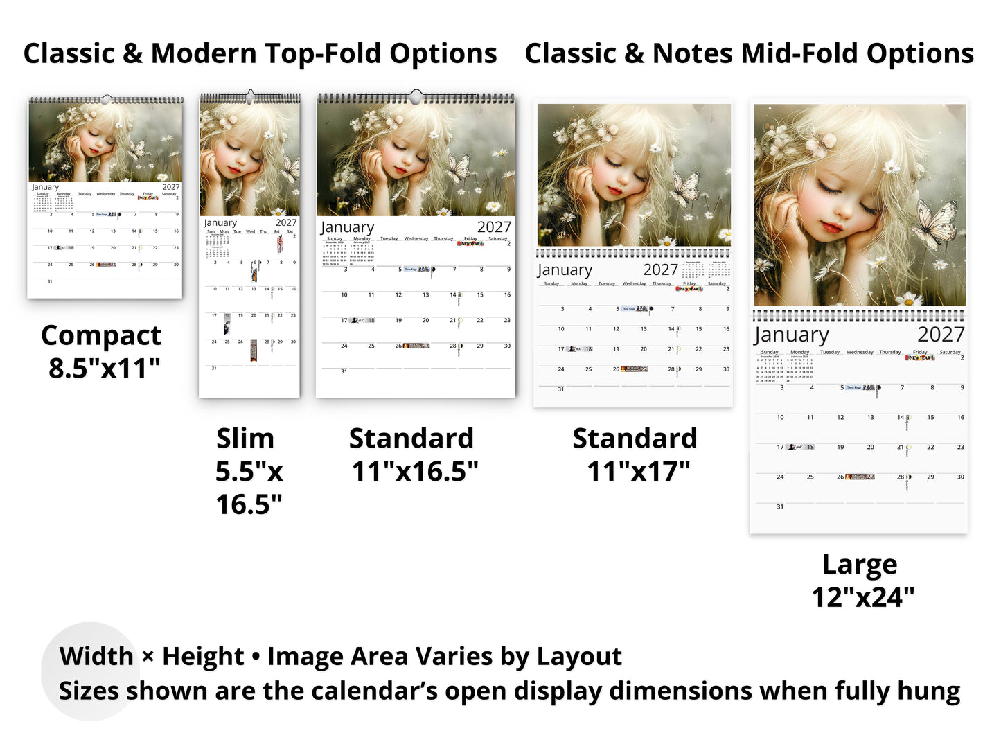 2027 Dreamlight Wall Calendar by Kaleidoscope Artisan – Whispers of Enchantment with Holidays