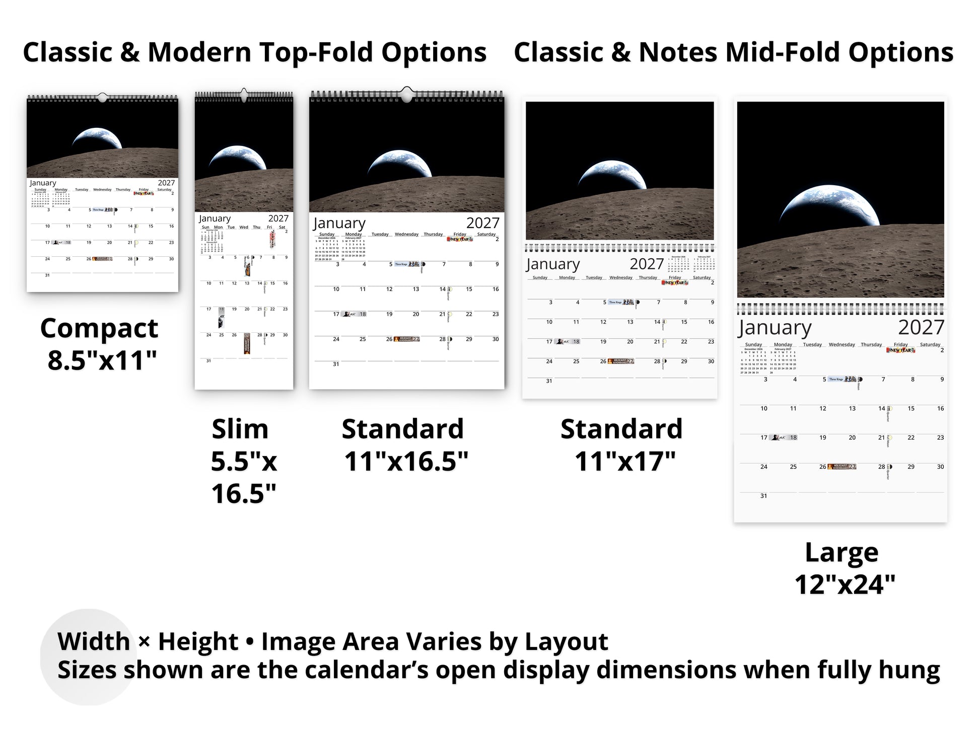 Earth Vistas Photography 2027 wall calendar layout and size options