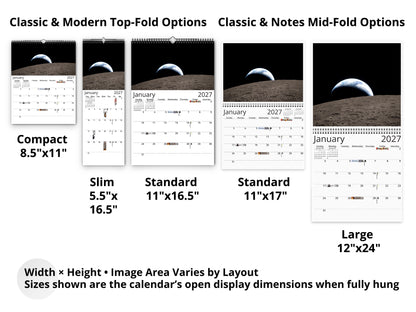 Earth Vistas Photography 2027 wall calendar layout and size options