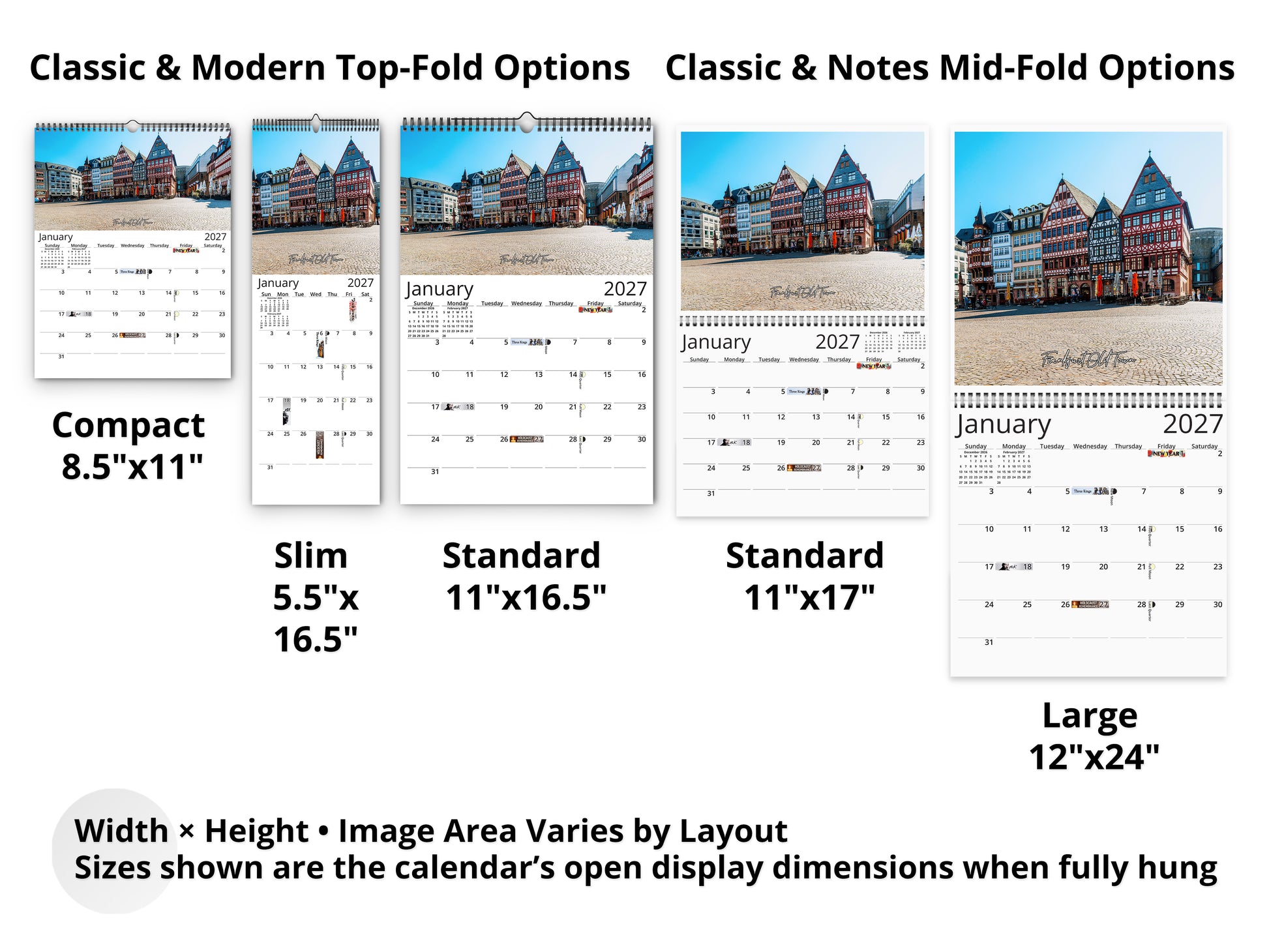 Germany Vistas Photography 2027 wall calendar layout and size options