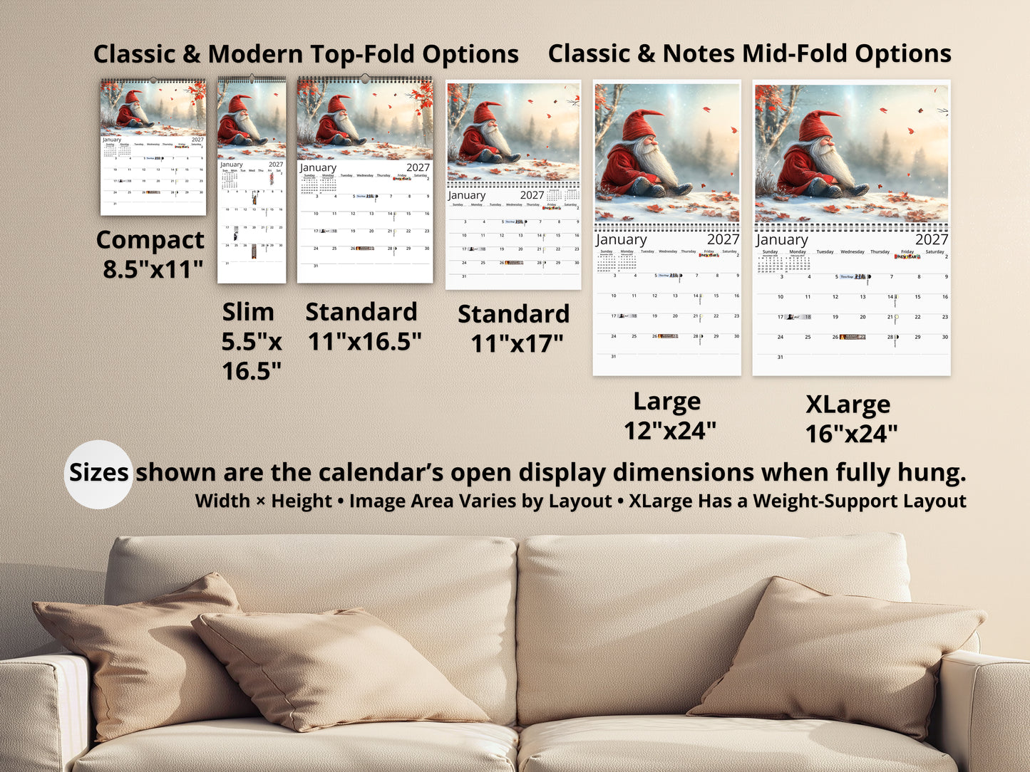 2027 Gnomes Wall Calendar by Kaleidoscope Artisan – Whimsical Adventures with Holidays