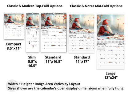 2027 Gnomes Wall Calendar by Kaleidoscope Artisan – Whimsical Adventures with Holidays