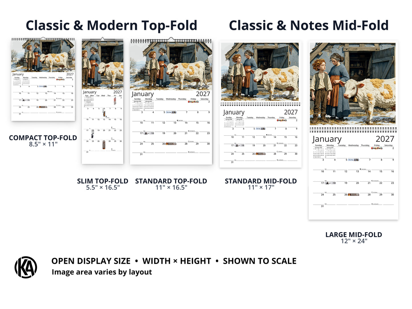 Jack and the Beanstalk 2027 wall calendar layout and size options