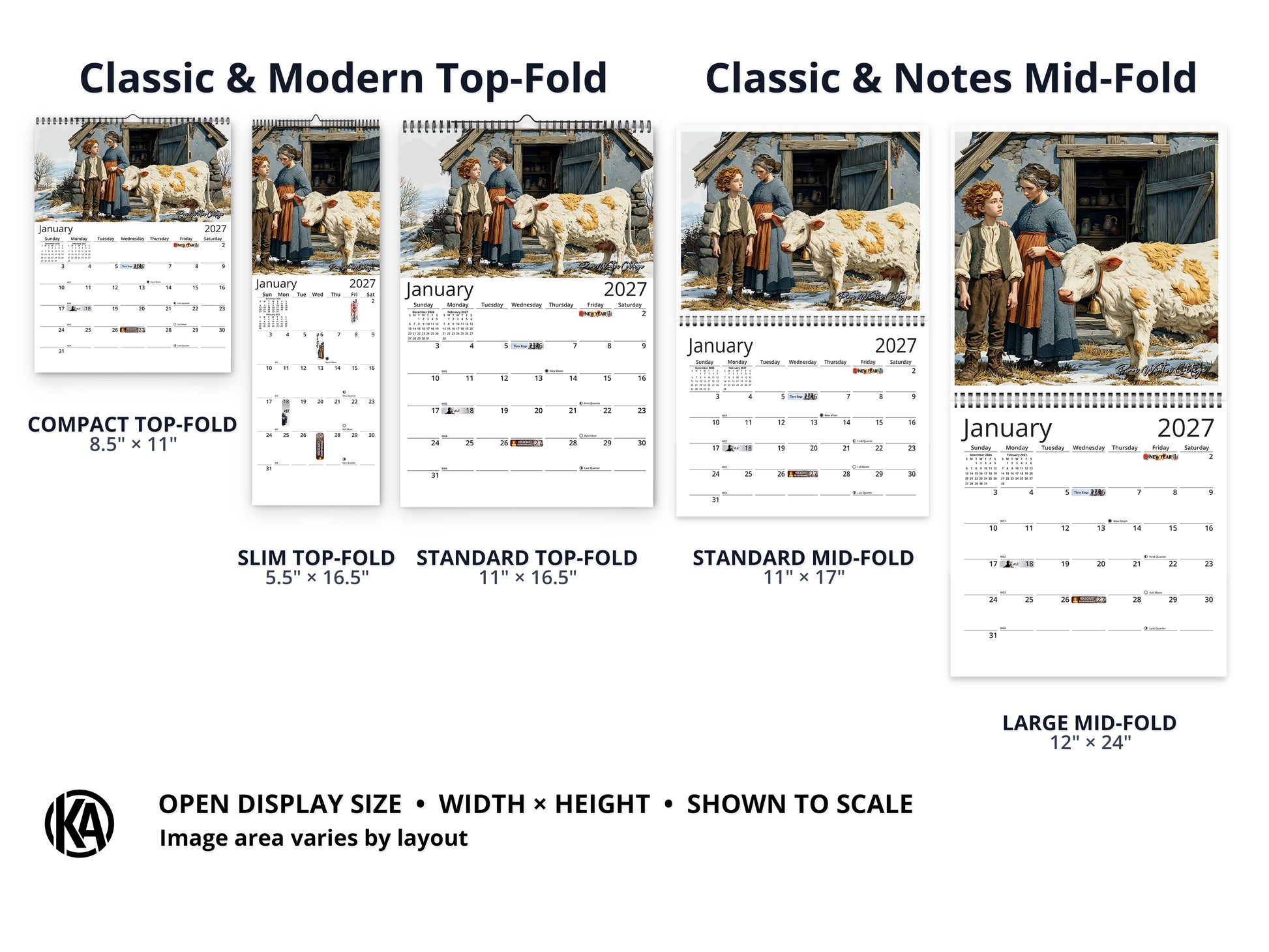 Jack and the Beanstalk 2027 wall calendar layout and size options