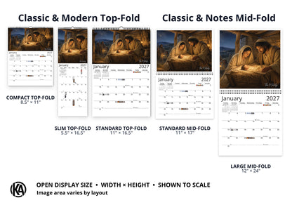Life of Jesus 2027 wall calendar layout and size options
