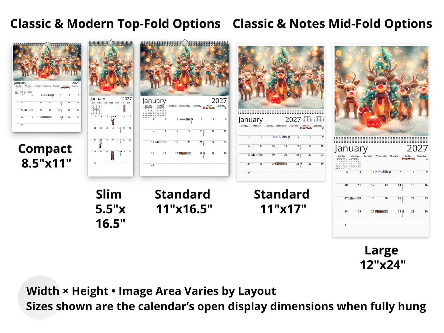 2027 Merriment Wall Calendar by Kaleidoscope Artisan – Whimsical Winter Wonderland with Holidays