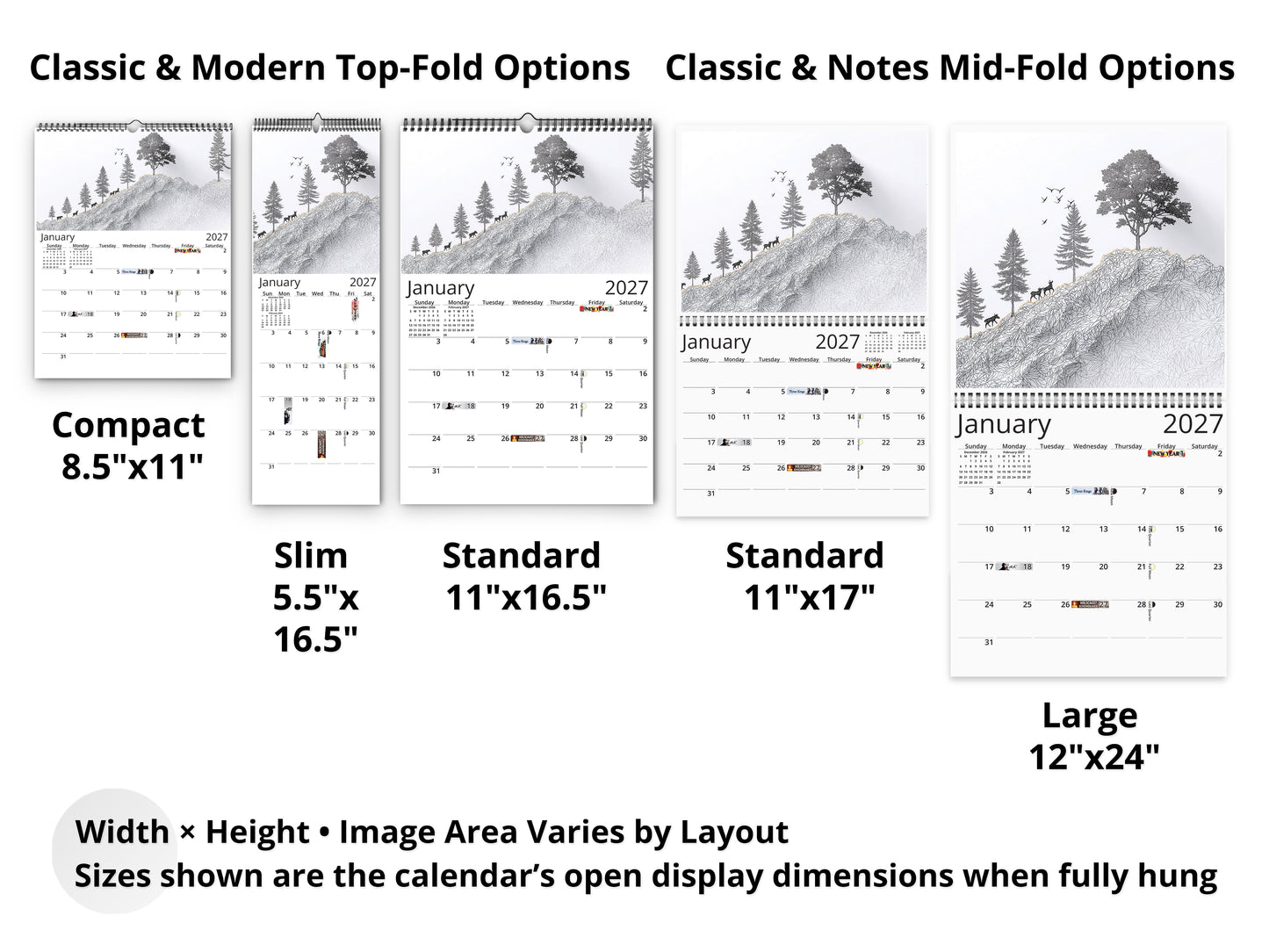 2027 Modern Lines Wall Calendar by Kaleidoscope Artisan – Refined Minimalism with Holidays