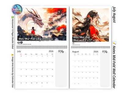 2026 Mystic Skies Wall Calendar by Kaleidoscope Artisan – Majestic Dragons in Chinese Art with Holidays