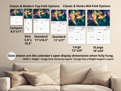 2027 Mystical Twilight Wall Calendar by Kaleidoscope Artisan – Enchanting Dreamscapes with Holidays