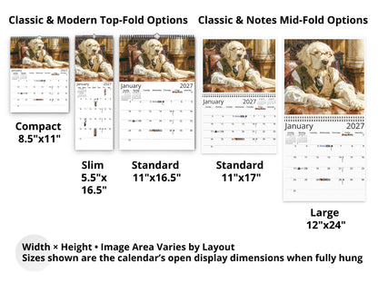 Paws of Justice 2027 wall calendar layout and size options
