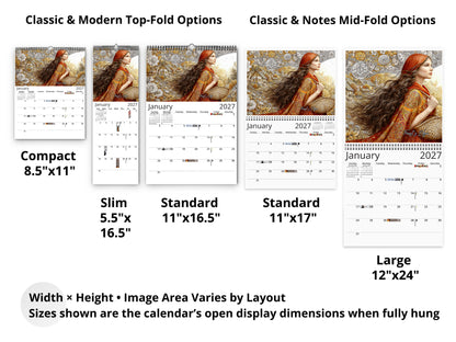 2027 Red Riding Hood Wall Calendar by Kaleidoscope Artisan – Enchanted Journey with Holidays