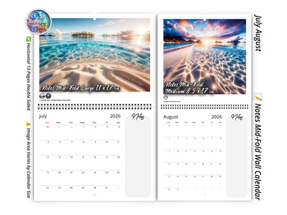 2026 Sands of Bora Bora Wall Calendar by Kaleidoscope Artisan – Tropical Escapes with Holidays