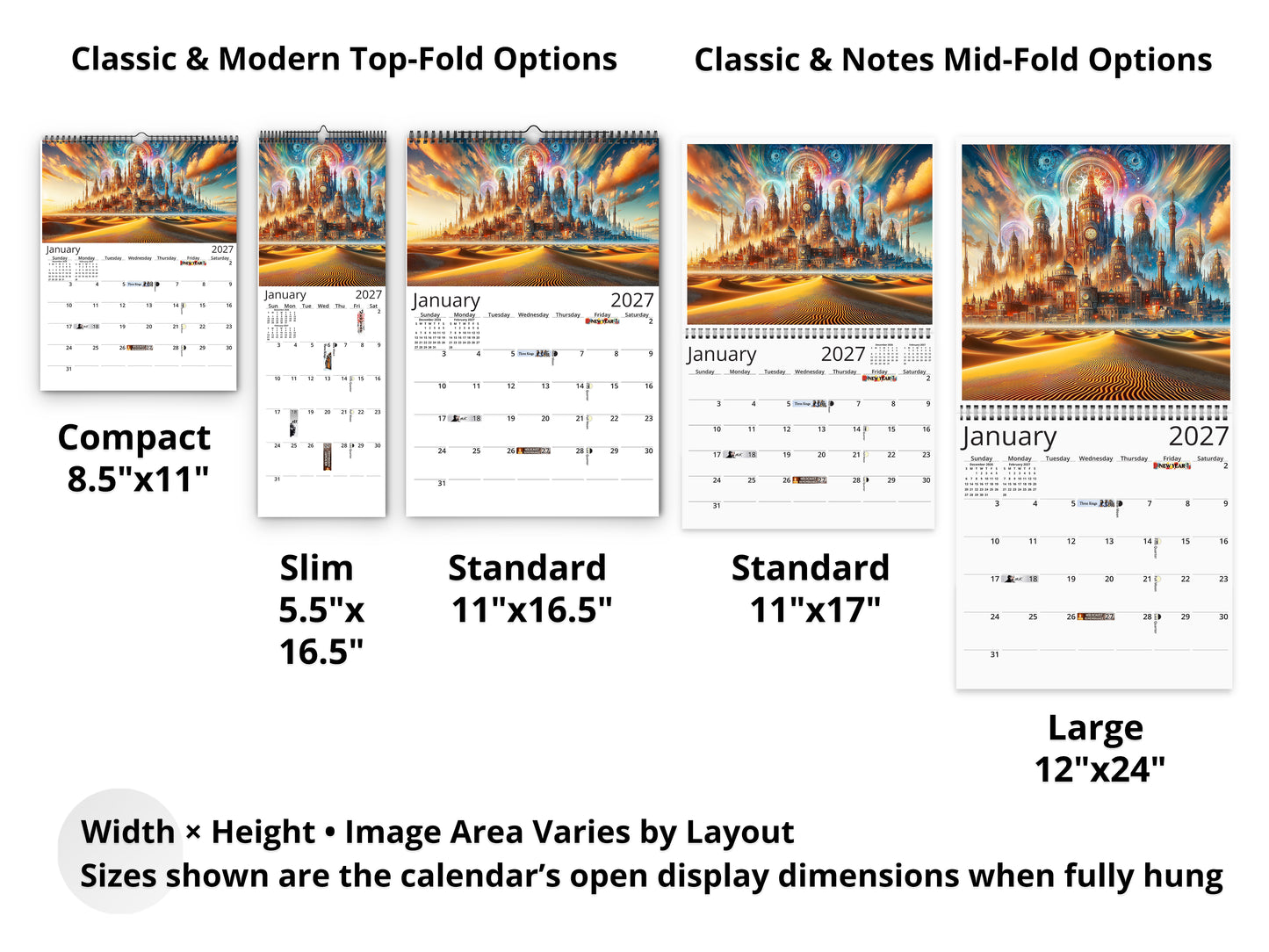 2027 Steampunk Sands Wall Calendar by Kaleidoscope Artisan – Desert Grandeur with Holidays