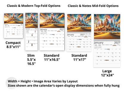 2027 Steampunk Sands Wall Calendar by Kaleidoscope Artisan – Desert Grandeur with Holidays
