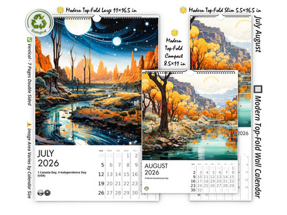 2026 Surreal Canyon Wall Calendar by Kaleidoscope Artisan – Desert Dreams with Holidays