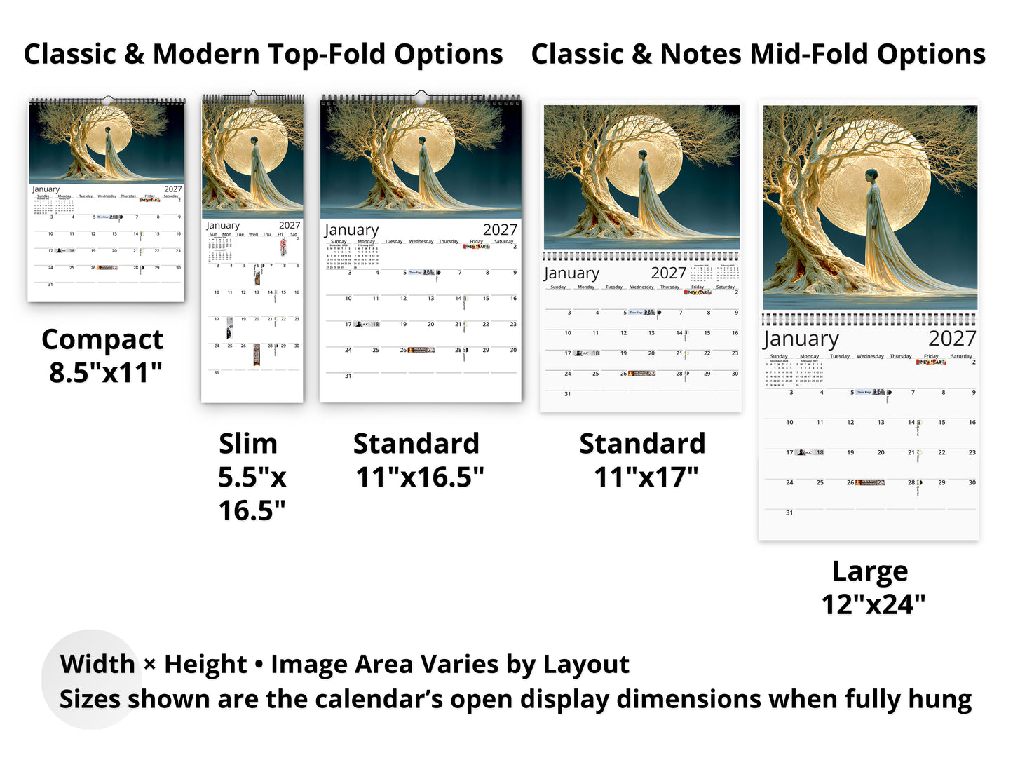 2027 Tree of Life Sacred Wall Calendar by Kaleidoscope Artisan – Eternal Radiance with Holidays