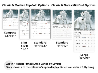 2027 Unicorn Wall Calendar by Kaleidoscope Artisan – Mystical Grace with Holidays