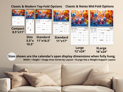 2027 Vivid Colors Wall Calendar by Kaleidoscope Artisan – Art in Motion with Holidays