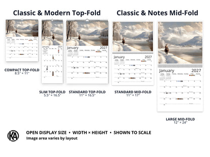Western Trails 2027 wall calendar layout and size options