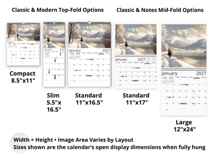2027 Western Trails Wall Calendar by Kaleidoscope Artisan – Captivating Cowboy Landscapes with Holidays