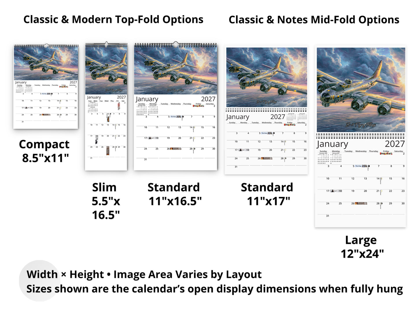 2027 WWII Wings of Valor Wall Calendar by Kaleidoscope Artisan – Legendary Aviation with Holidays