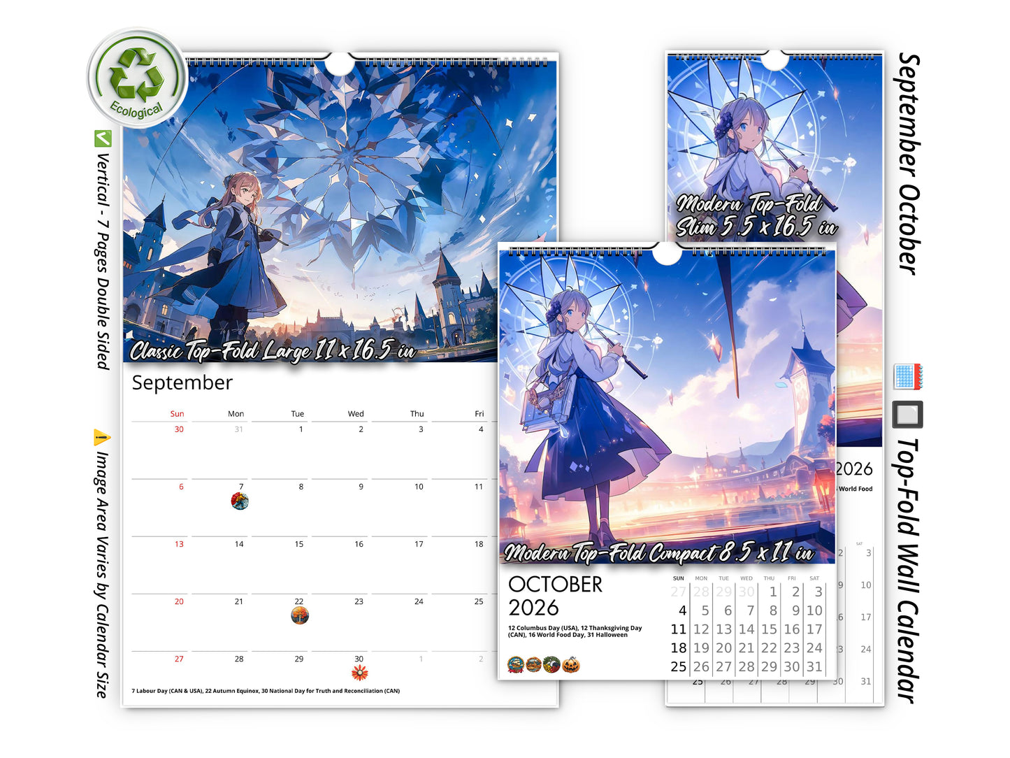 2026 Anime Illuminated Tales Wall Calendar by Kaleidoscope Artisan – Enchanting Anime Art with Holidays