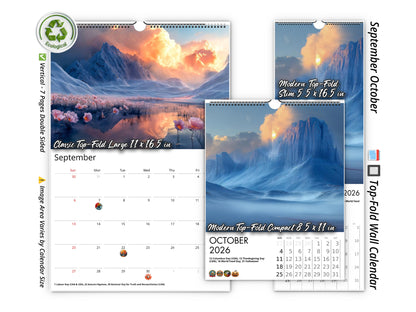 2026 Blue Vista Wall Calendar by Kaleidoscope Artisan – Captivating Horizons with Holidays