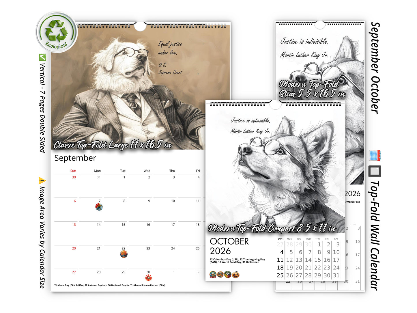 2026 Canine Counsel Wall Calendar by Kaleidoscope Artisan – Wisdom in Fur with Holidays