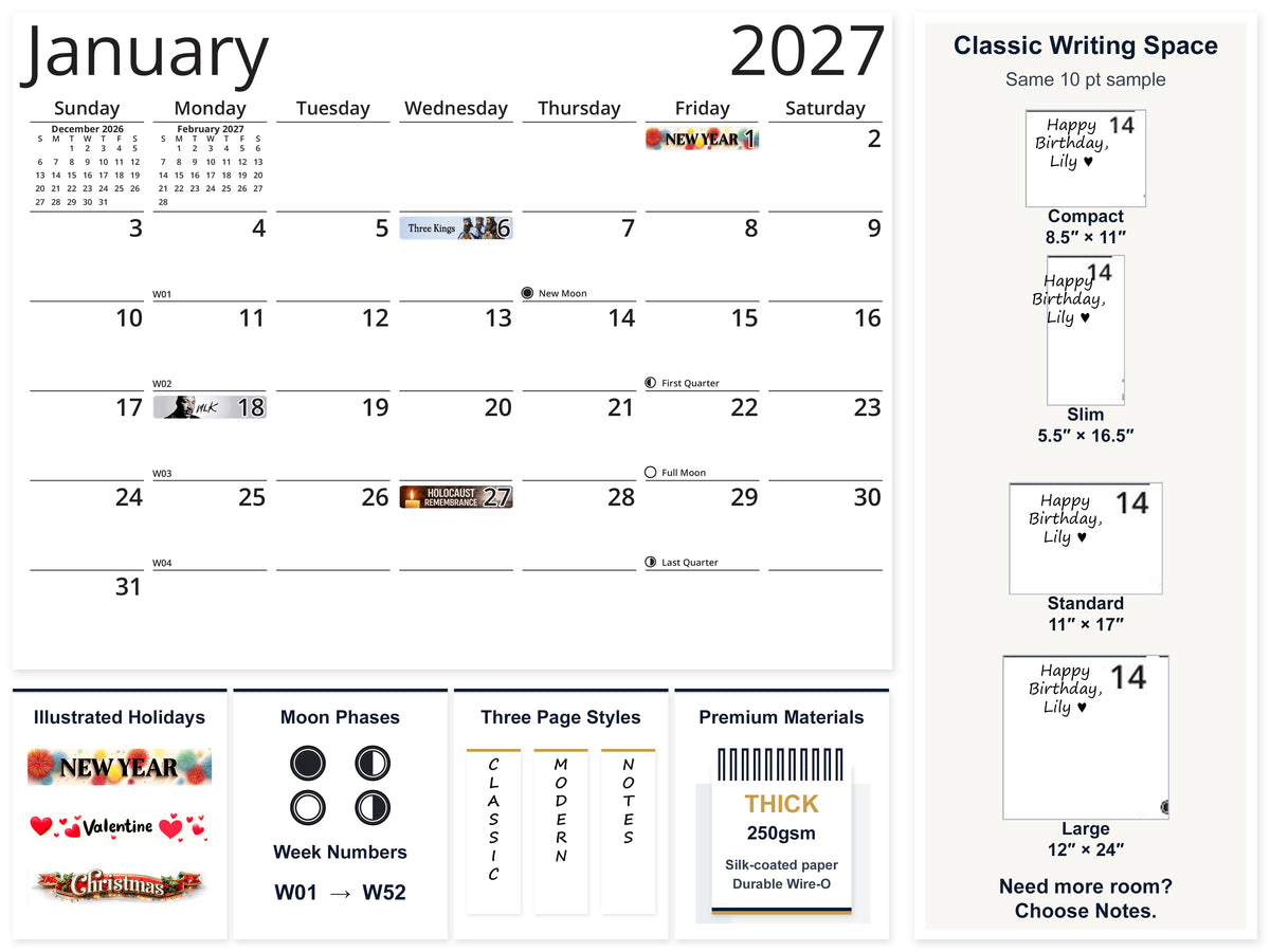 Dog Lover Sketches 2027 wall calendar December 2027 holiday and feature page