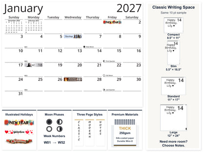 Dog Lover Sketches 2027 wall calendar December 2027 holiday and feature page