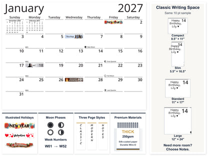 Epic Fantasy 2027 wall calendar December 2027 holiday and feature page