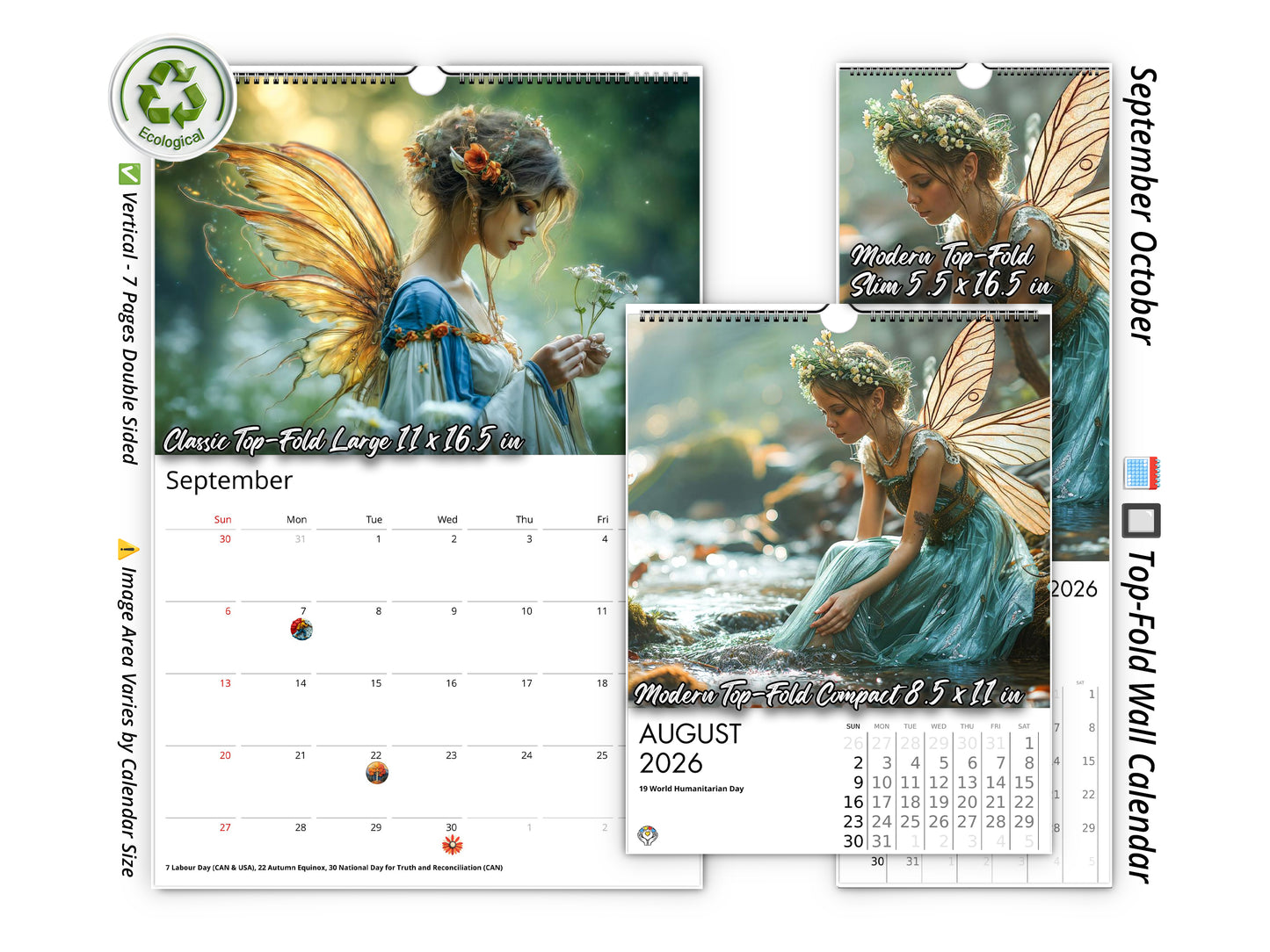 2026 Fairy Wall Calendar by Kaleidoscope Artisan – Magical Fantasy Art with Holidays