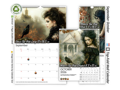 2026 Gothic Dream Wall Calendar by Kaleidoscope Artisan – Enigmatic Elegance with Holidays