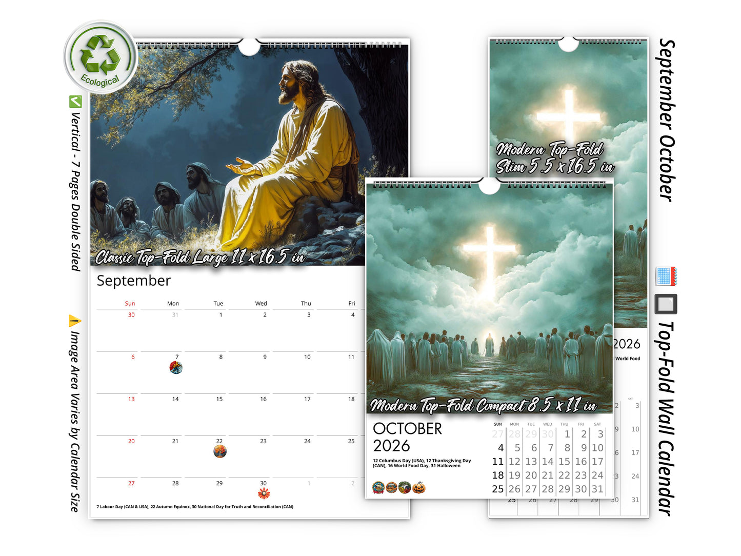 2026 Light of Jesus Wall Calendar by Kaleidoscope Artisan – Inspirational Christian Art with Holidays