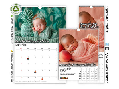2026 Newborn Baby Wall Calendar by Kaleidoscope Artisan – Baby Orchard & Garden with Holidays