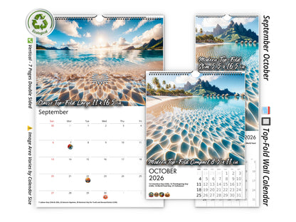2026 Sands of Bora Bora Wall Calendar by Kaleidoscope Artisan – Tropical Escapes with Holidays