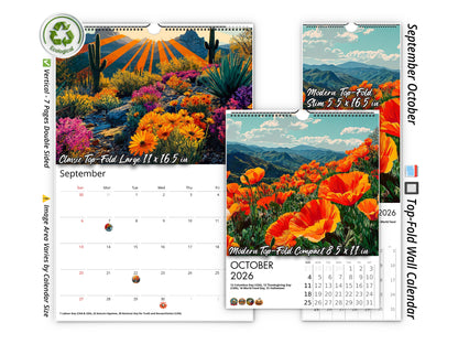 2026 Spring Flowers Wall Calendar by Kaleidoscope Artisan – Artistic Floral Landscapes with Holidays