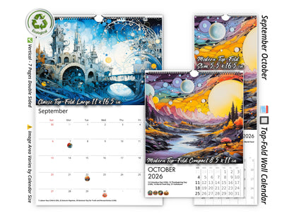 2026 Surreal Horizons Wall Calendar by Kaleidoscope Artisan – Mystical Realms with Holidays
