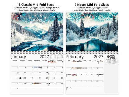 2027 Alaska Embrace Wall Calendar by Kaleidoscope Artisan – Winter Serenity with Holidays