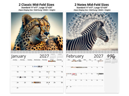 2027 African Wildlife Wall Calendar by Kaleidoscope Artisan – Nature's Majesty with Holidays