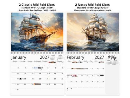 2027 Age of Sail Wall Calendar by Kaleidoscope Artisan – Nautical Adventures with Holidays