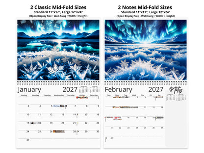 Alaska Celestial Dance 2027 wall calendar top fold calendar interior pages