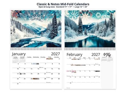 Alaska Embrace 2027 wall calendar classic and notes mid-fold calendar pages