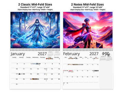 Anime Horizons 2027 wall calendar top fold calendar interior pages
