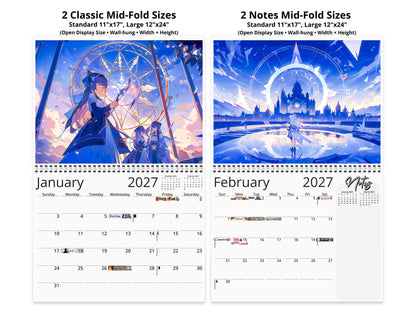 Anime Illuminated Tales 2027 wall calendar top fold calendar interior pages