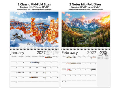 Artistic National Parks 2027 wall calendar top fold calendar interior pages
