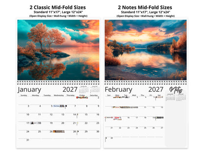 2027 Autumn Serenity Wall Calendar by Kaleidoscope Artisan – Rustic Dreams with Holidays