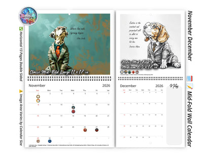 2026 Canine Counsel Wall Calendar by Kaleidoscope Artisan – Wisdom in Fur with Holidays